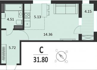 Квартира на продажу студия, 31.8 м2, Курск, Хуторская улица, 33