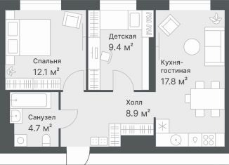 Продаю 2-ком. квартиру, 52.9 м2, Тюменская область