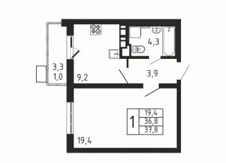 Продажа 1-комнатной квартиры, 37.8 м2, деревня Пирогово, ЖК Пироговская Ривьера