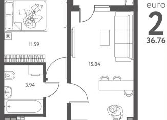 Продаю 1-комнатную квартиру, 36.8 м2, Липецк