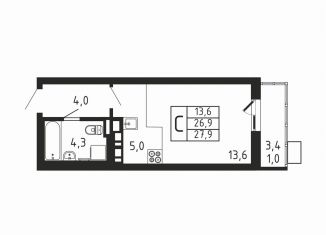 Продам квартиру студию, 27.9 м2, деревня Пирогово, ЖК Пироговская Ривьера