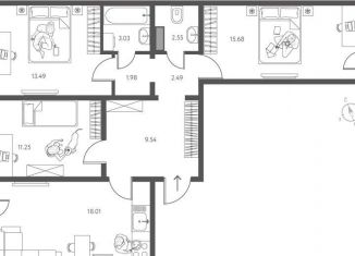 Продается трехкомнатная квартира, 82.1 м2, Липецкая область