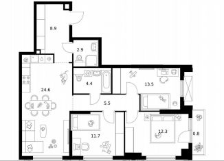 Продаю 3-комнатную квартиру, 84.6 м2, Москва