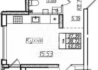 Продам 1-комнатную квартиру, 38.7 м2, Пионерский