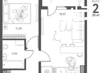 Продажа 1-ком. квартиры, 39.4 м2, Липецк, улица Перова, 2Д