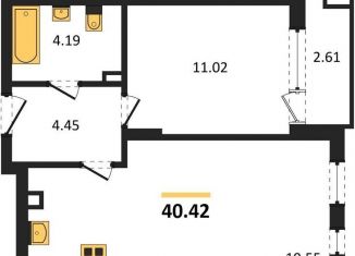 Продаю 1-комнатную квартиру, 40.4 м2, Калининград, Батальная улица, 65Б, Московский район