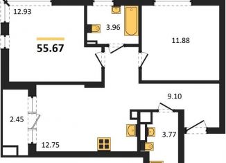 Продается двухкомнатная квартира, 55.7 м2, Калининград, Батальная улица, 65Б, Московский район