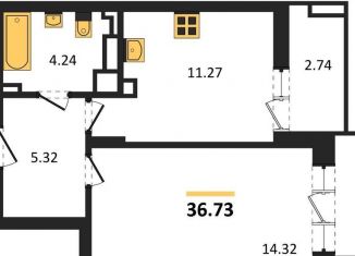 Однокомнатная квартира на продажу, 36.7 м2, Калининград, Батальная улица, 65Б, Московский район