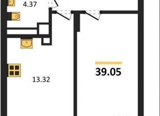 Продается 1-комнатная квартира, 39.1 м2, Калининград, Батальная улица, 65Б, Московский район