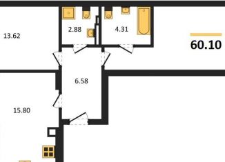 Продаю 2-ком. квартиру, 60.1 м2, Калининград, Батальная улица, 65Б, Московский район