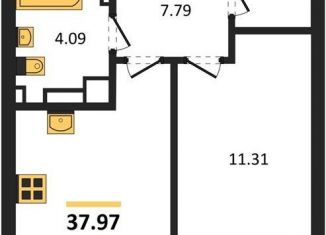 Продажа 1-комнатной квартиры, 38 м2, Калининград, Батальная улица, 65Б, Московский район