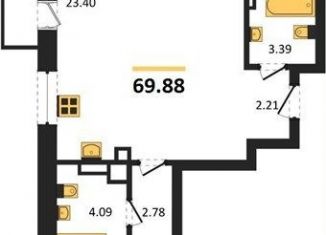 Продаю 3-комнатную квартиру, 69.9 м2, Калининград, Батальная улица, 65Б, Московский район