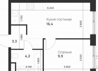 Продается 1-ком. квартира, 33.8 м2, посёлок Газопровод, посёлок Газопровод, 2