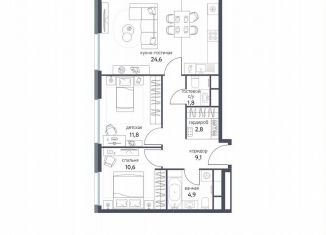 Продажа 3-комнатной квартиры, 65.6 м2, Москва, ЖК Сиреневый парк