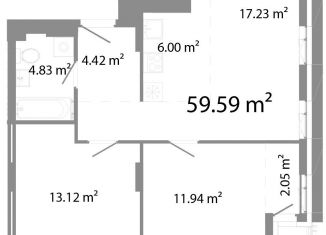 3-комнатная квартира на продажу, 59.6 м2, Челябинск