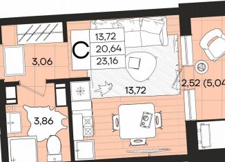 Продам квартиру студию, 23.2 м2, Краснодарский край