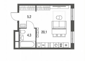 Продам квартиру студию, 29.8 м2, Москва, Тагильская улица, 2к1, ЖК Сиреневый парк