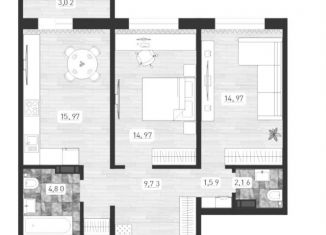 Продается 2-комнатная квартира, 65.7 м2, Новосибирск, улица Забалуева, с10, Ленинский район