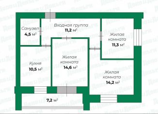 Продажа трехкомнатной квартиры, 69.9 м2, Киров, Социалистическая улица, 15