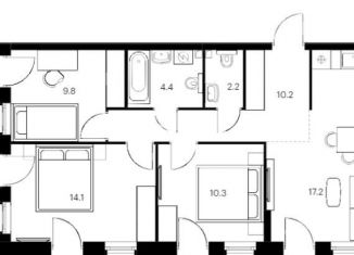 Продажа 3-ком. квартиры, 68.2 м2, Татарстан, проспект Ямашева, 103Б