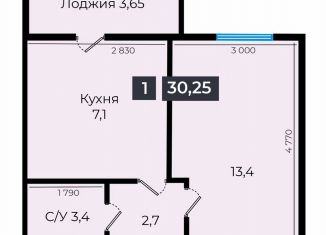 Продаю однокомнатную квартиру, 30.3 м2, Ставрополь, улица Южный Обход, 53В