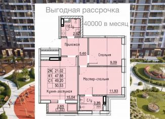 Двухкомнатная квартира на продажу, 50.5 м2, Ставрополь, улица Западный Обход, 50Б, микрорайон № 36