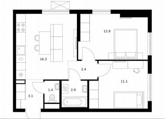 Продажа 2-комнатной квартиры, 50.1 м2, Ленинградская область