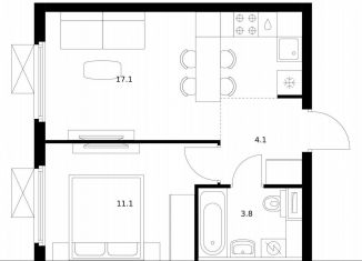 Продажа 1-комнатной квартиры, 36.1 м2, Московская область