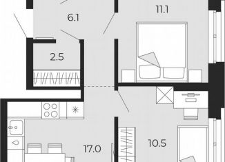 2-комнатная квартира на продажу, 55.3 м2, Тюмень, Ленинский округ