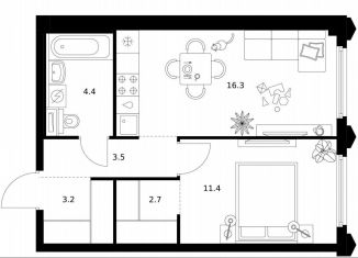 Продажа 1-комнатной квартиры, 41.5 м2, Москва, район Западное Дегунино