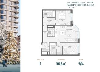 Продаю двухкомнатную квартиру, 104.8 м2, Москва