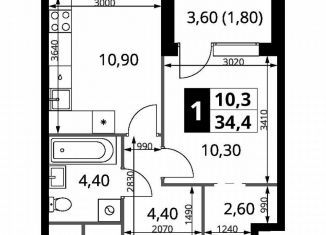 Продается однокомнатная квартира, 34.4 м2, Химки