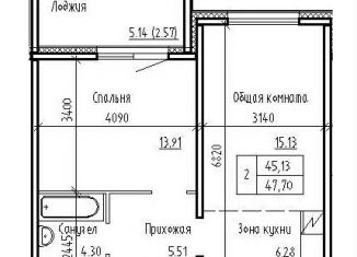 Продам 2-комнатную квартиру, 47.7 м2, Новосибирская область, Венская улица, 12