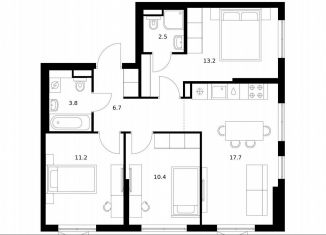 Продам 3-ком. квартиру, 65.5 м2, Ленинградская область