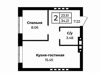 Продажа однокомнатной квартиры, 34.2 м2, Оренбург, улица Цвиллинга, 68