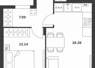 1-комнатная квартира на продажу, 45.2 м2, Тула, Центральный территориальный округ