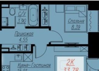 Продаю однокомнатную квартиру, 33.8 м2, Красноярск, Кировский район, Семафорная улица, 441А