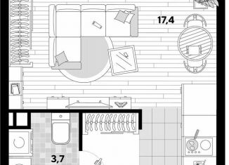 Продам квартиру студию, 28.9 м2, Краснодарский край, улица Константина Гондаря, 93