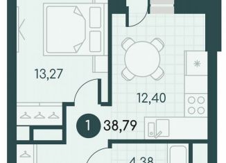 Продам 1-комнатную квартиру, 38.8 м2, Курган