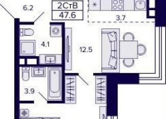 Продается 1-комнатная квартира, 47.6 м2, Новосибирск, Красносельская улица, метро Берёзовая роща