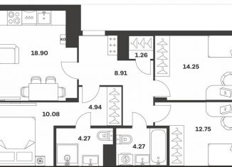 Продам 3-комнатную квартиру, 81 м2, Тула