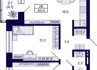 Продается 2-ком. квартира, 60 м2, Новосибирск