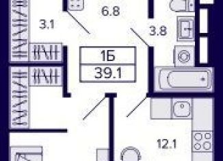 Продается 1-комнатная квартира, 39.1 м2, Новосибирск, Красносельская улица