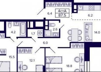 Продажа 3-ком. квартиры, 87.5 м2, Новосибирск, Красносельская улица