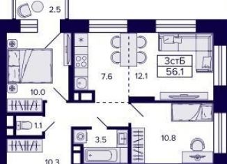 Продажа двухкомнатной квартиры, 55.4 м2, Новосибирск, метро Берёзовая роща, Красносельская улица