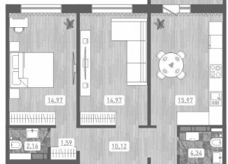 2-ком. квартира на продажу, 65.6 м2, Новосибирск, улица Петухова, 16/3