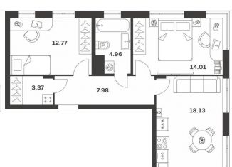 Продается двухкомнатная квартира, 61.2 м2, Тула, Центральный территориальный округ