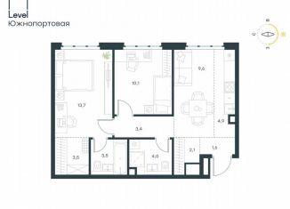 Продажа 3-комнатной квартиры, 56.4 м2, Москва, ЮВАО, жилой комплекс Левел Южнопортовая, 13