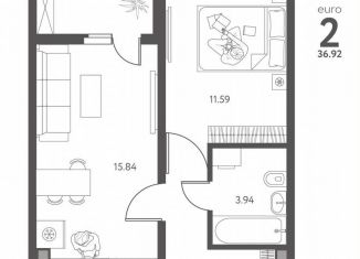 Продается однокомнатная квартира, 36.9 м2, Липецкая область, улица Перова, 2Д