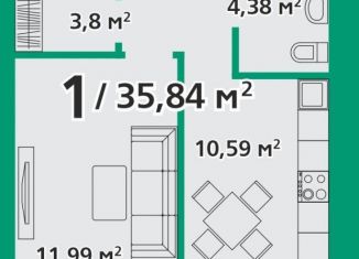 Продаю 1-комнатную квартиру, 35.8 м2, посёлок городского типа Берёзовка